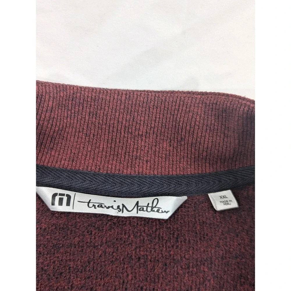 Travis Mathew Sweater Mens 2XL Maroon Heavy Henley Pullover Willow‎ Tree Golf